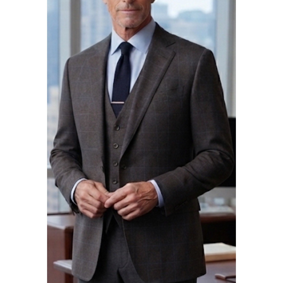 Hickey Freeman Madison Blazer Worsted Wool Cashmere Gray Windowpane Sz 44r